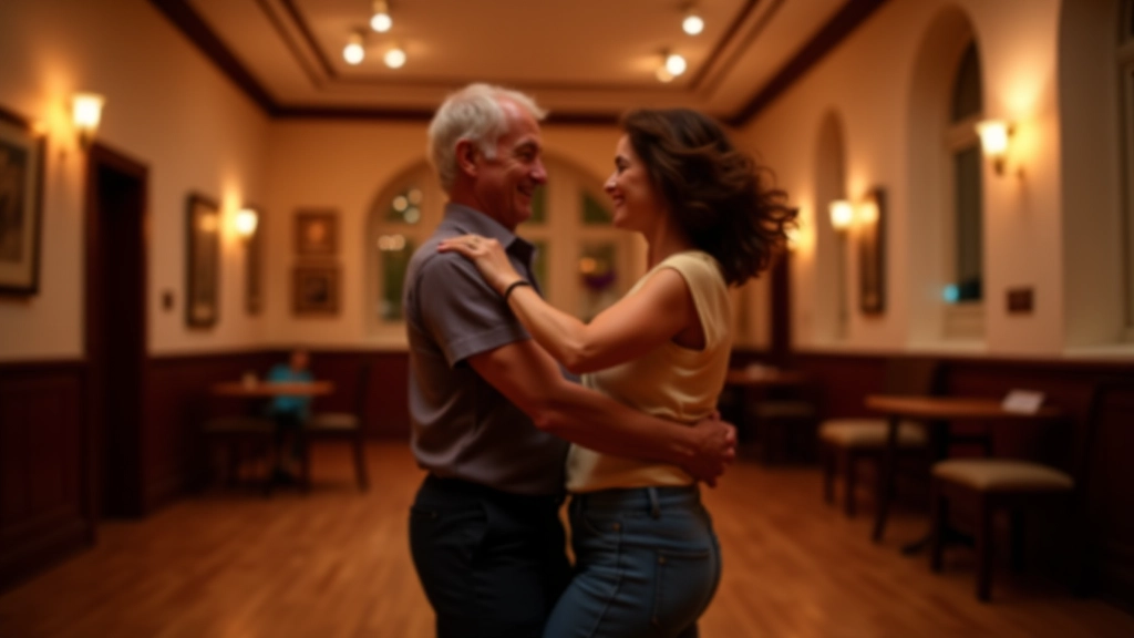 Mature dancers enjoying bachata together in a welcoming studio environment